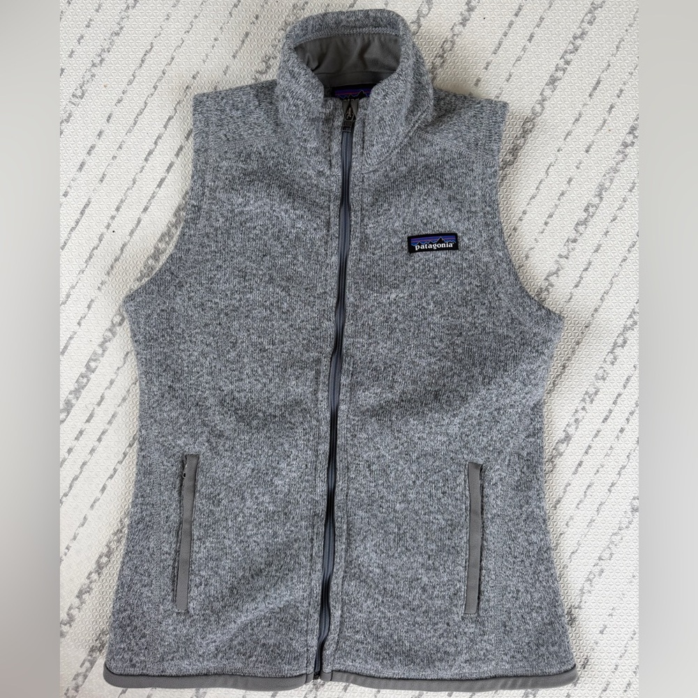 Patagonia Gray Fleece Vest with Multicolor Logo